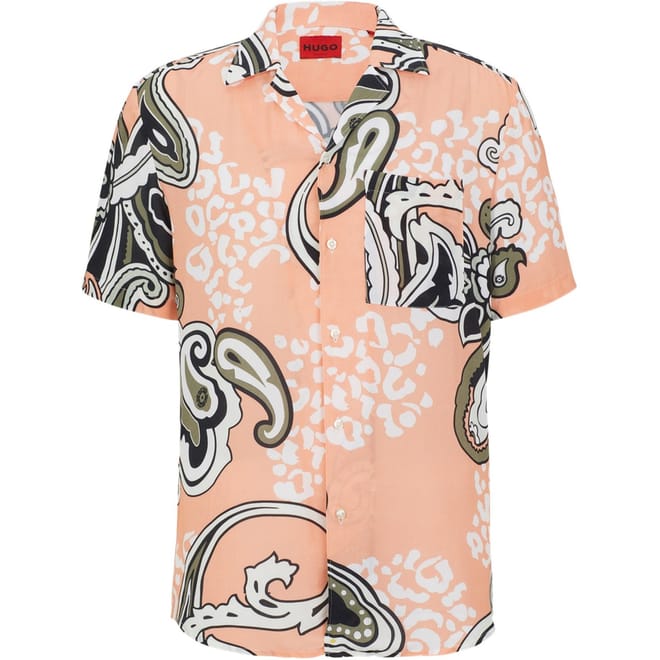 Collared Neck Relaxed Fit Short Sleeve Shirt