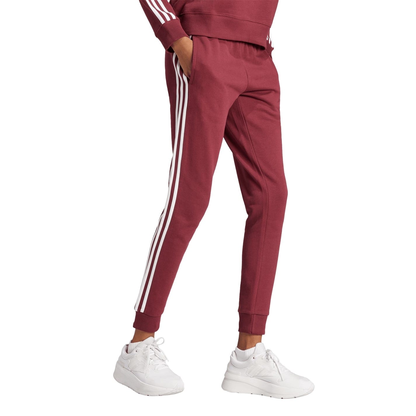 adidas Womens 3 Stripes Pants Slim in Red