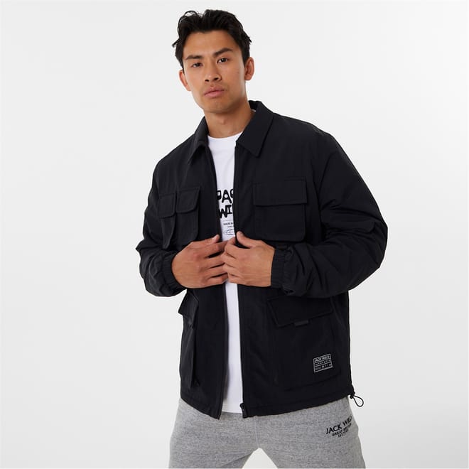Cargo Collared Neck Long Jacket