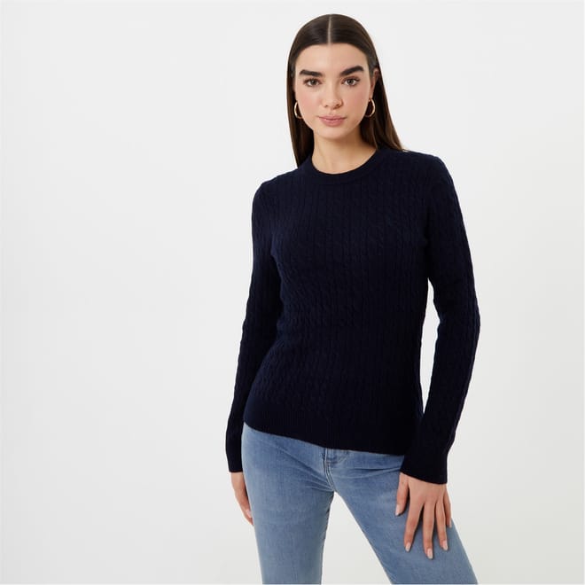 Tinsbury Merino Wool Blend Cable Knitted Jumper