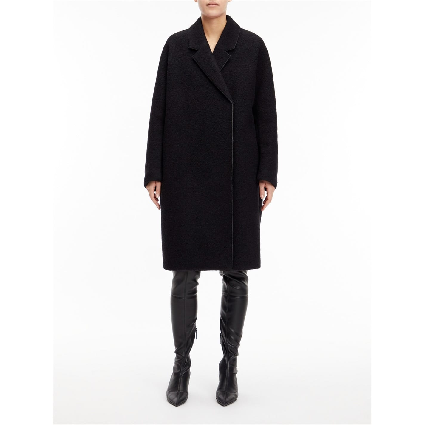 Black Calvin Klein Bonded Wool Cocoon Coat Get The Label