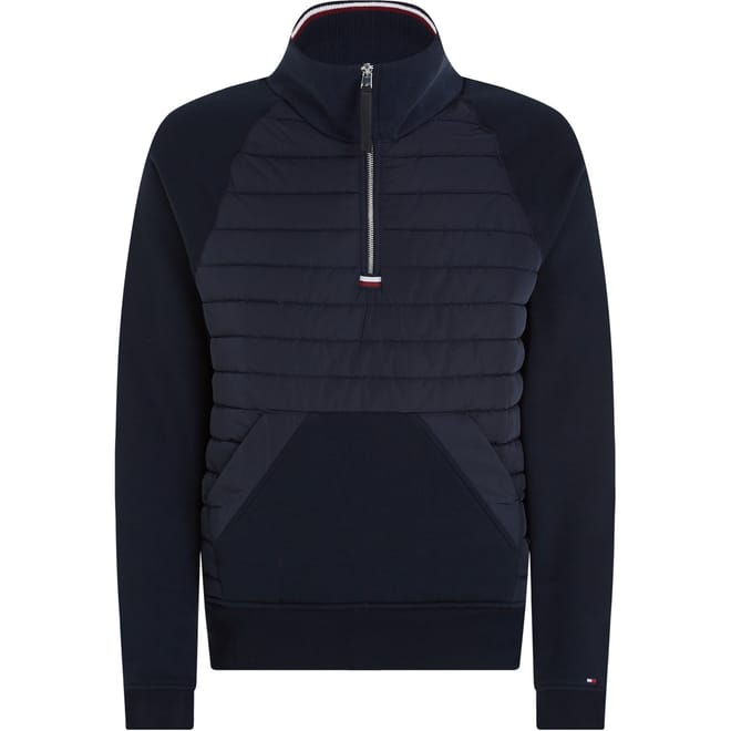 Mix Media Mock Neck Sweatshirt Jacket