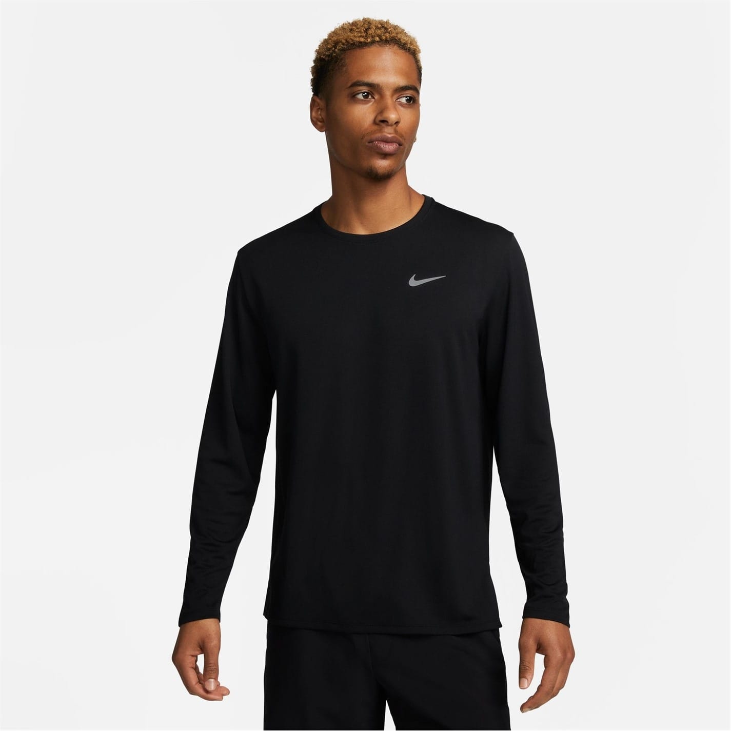 Black Nike Mens Miler Dri Fit Uv Long Sleeve Running Top Get The Label