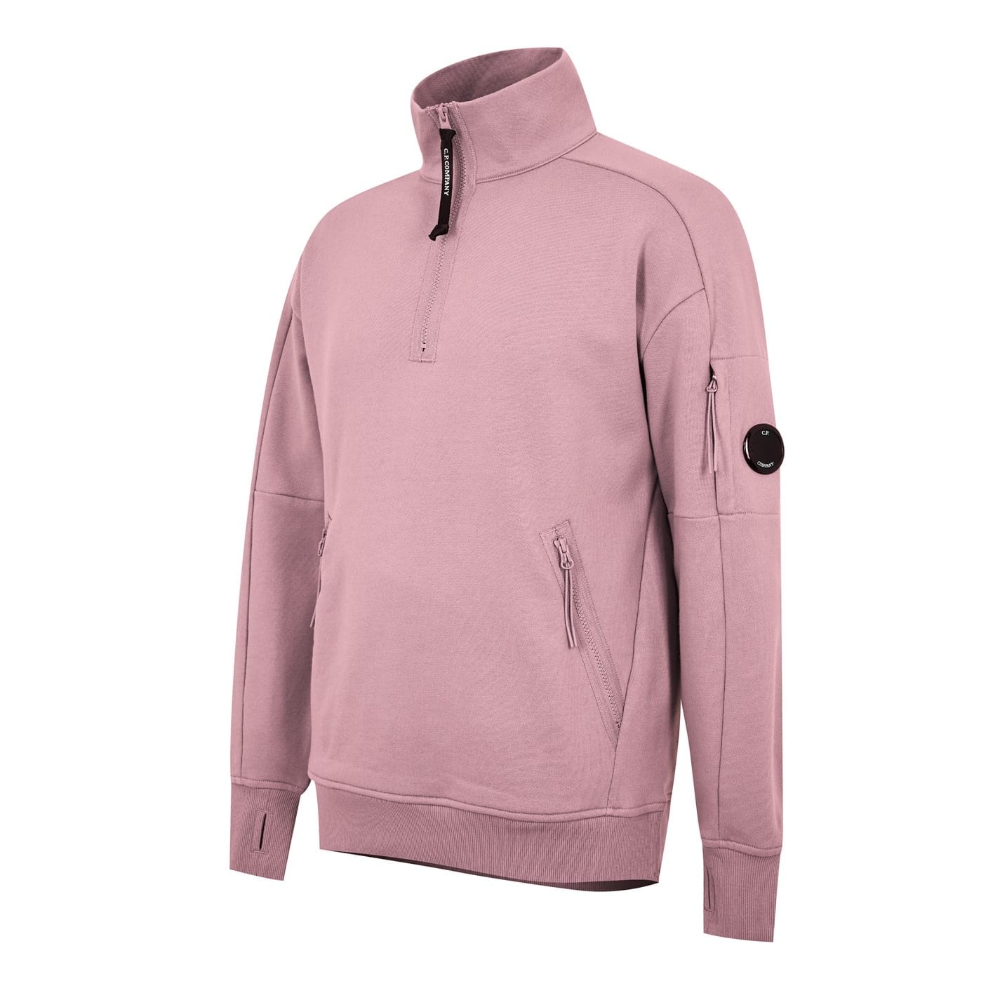 Pink C.P. Company Lens Arm Quarter Zip Sweatshirt Get The Label