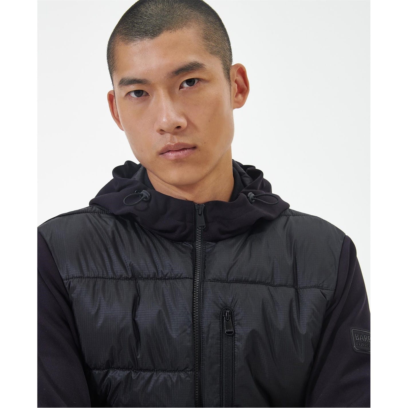 Barbour International Vorlich Quilted Hoodie in Black