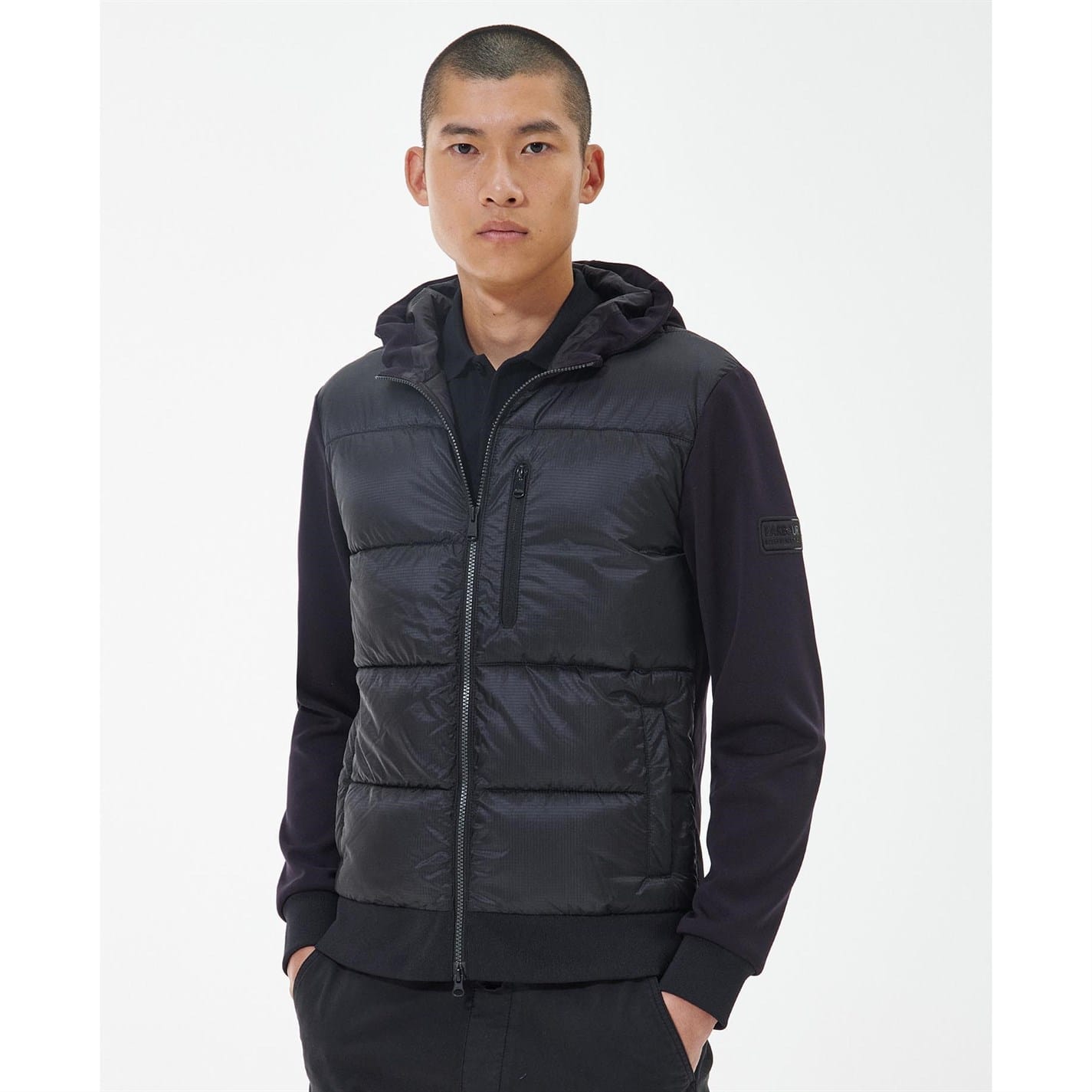 Barbour international playoff quilted hoodie black sale