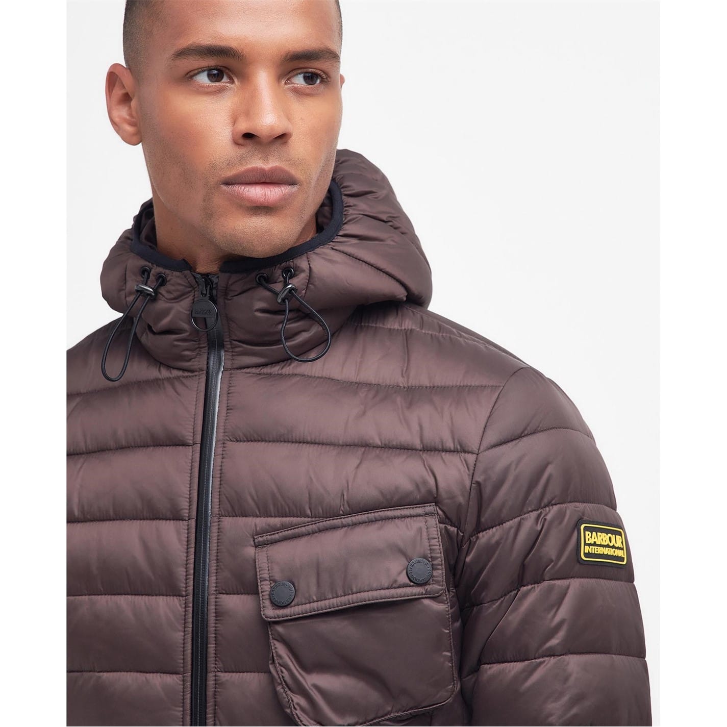 Brown Barbour International Ouston Hooded Quilted Jacket Get The Label