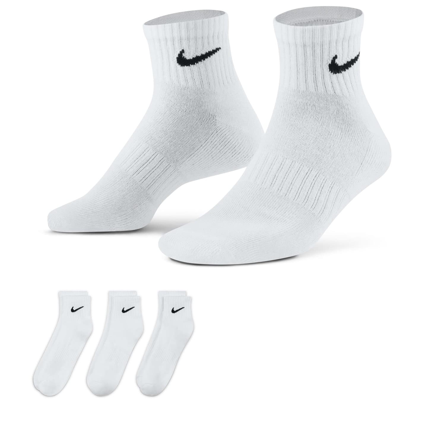 White Nike Three Pack Quarter Socks Mens Get The Label