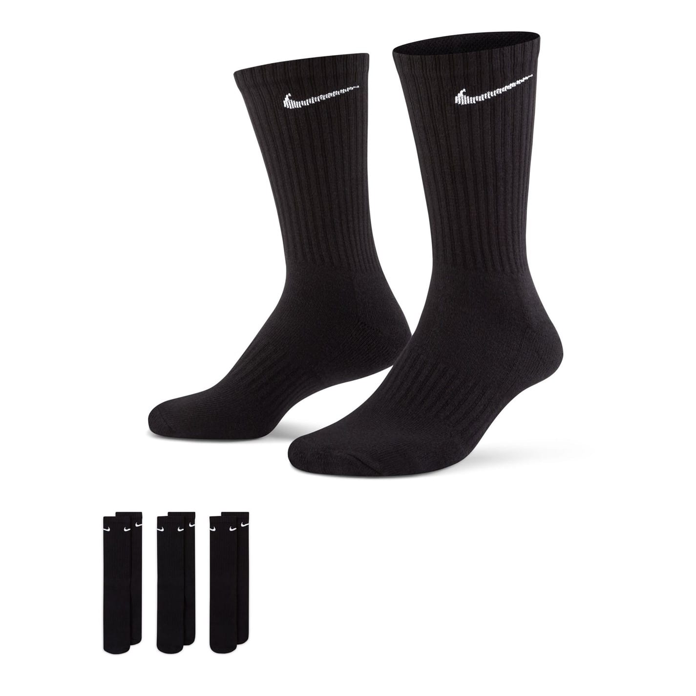 Black Nike Everyday 3 Pack Cotton Cushioned Crew Socks Mens Get The Label