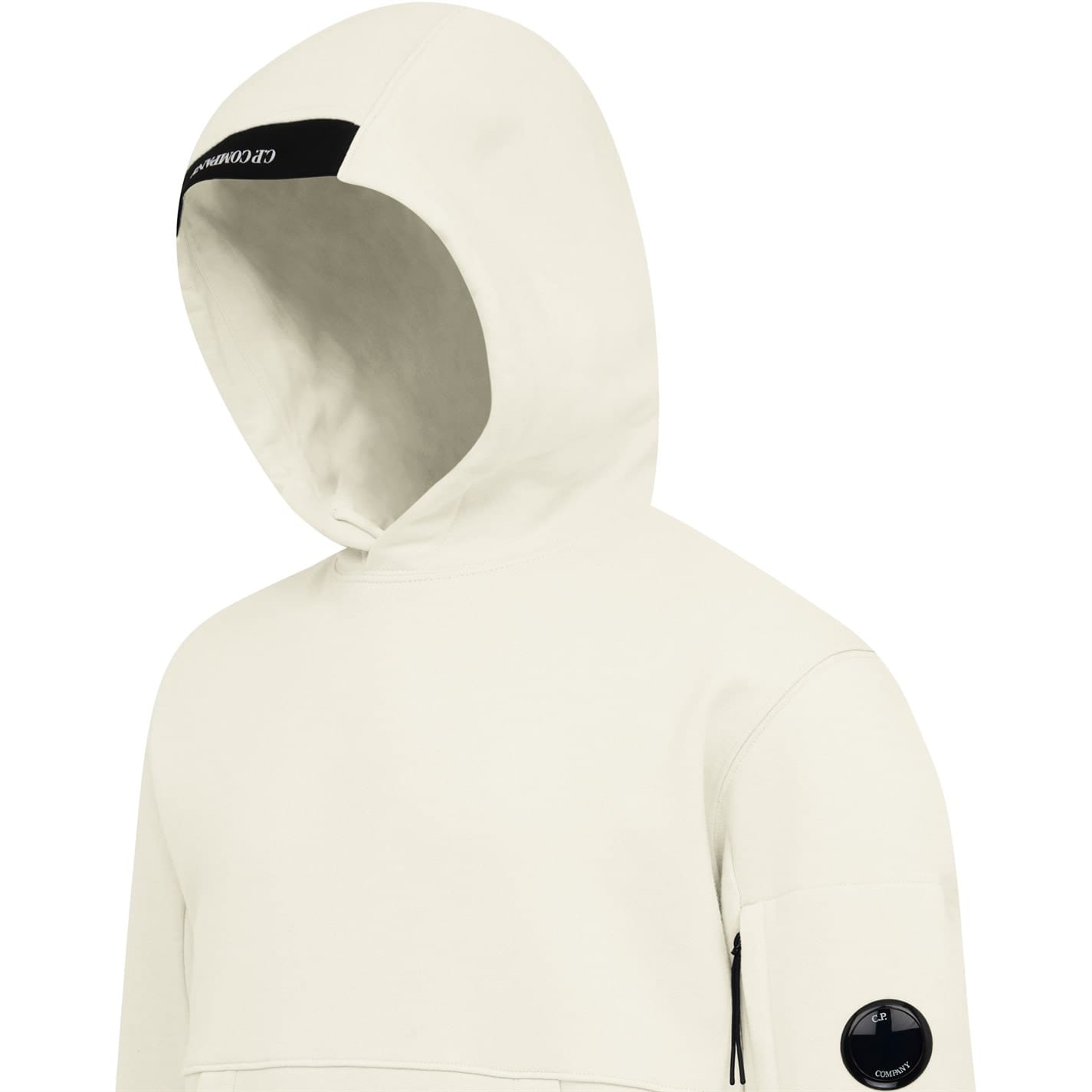 White C.P. Company Diagonal Raised Fleece Hoodie - Get The Label