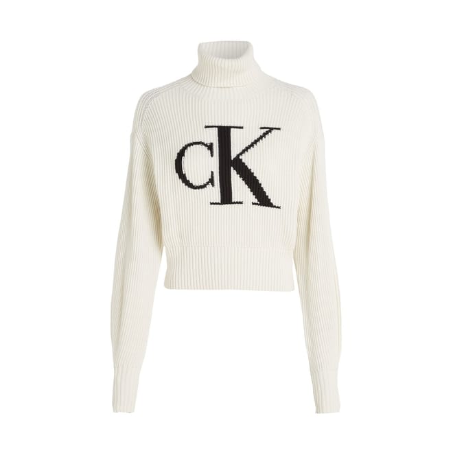 Relaxed Fit Cropped Turtleneck Sweater