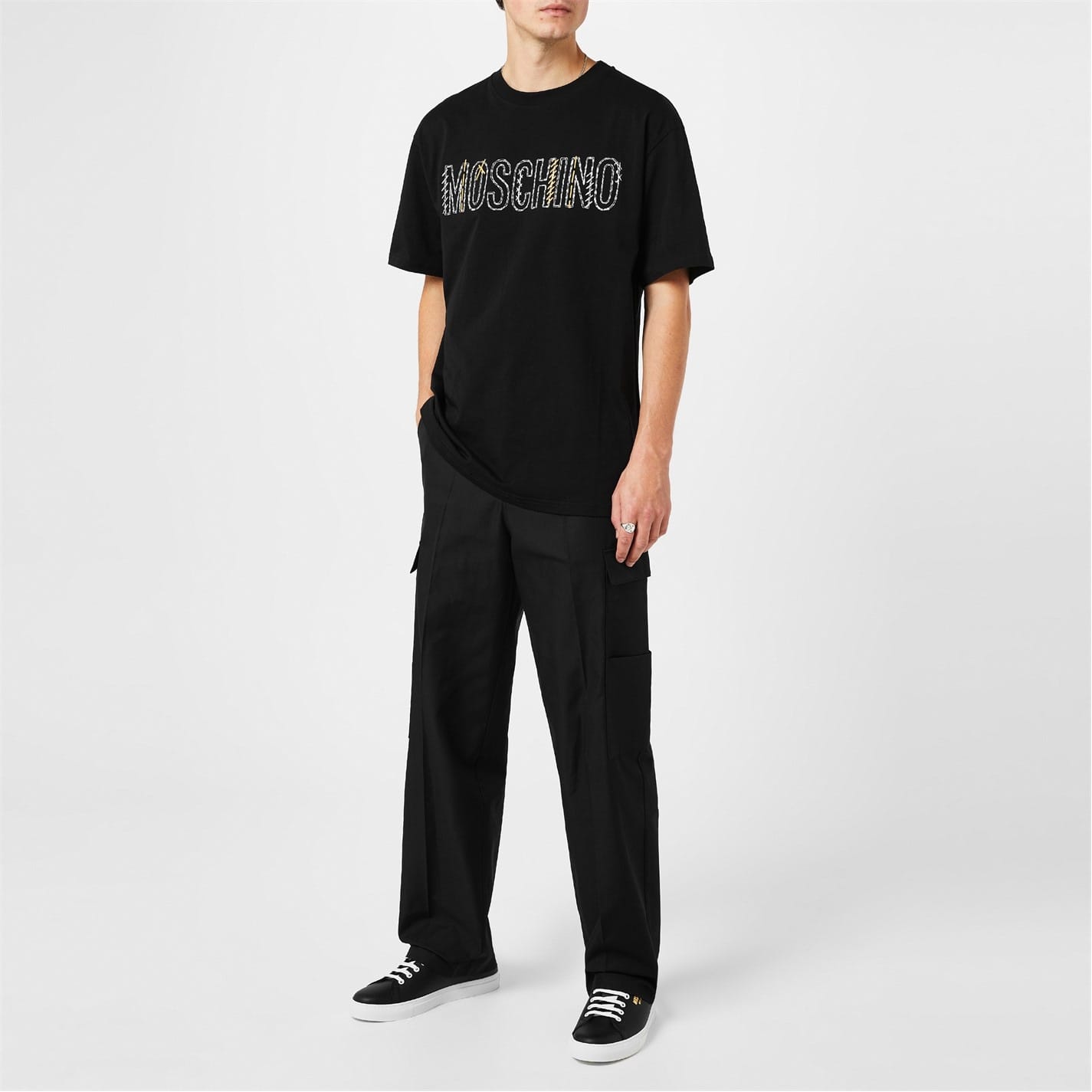 Black Moschino Logo Embroidery T-Shirt - Get The Label