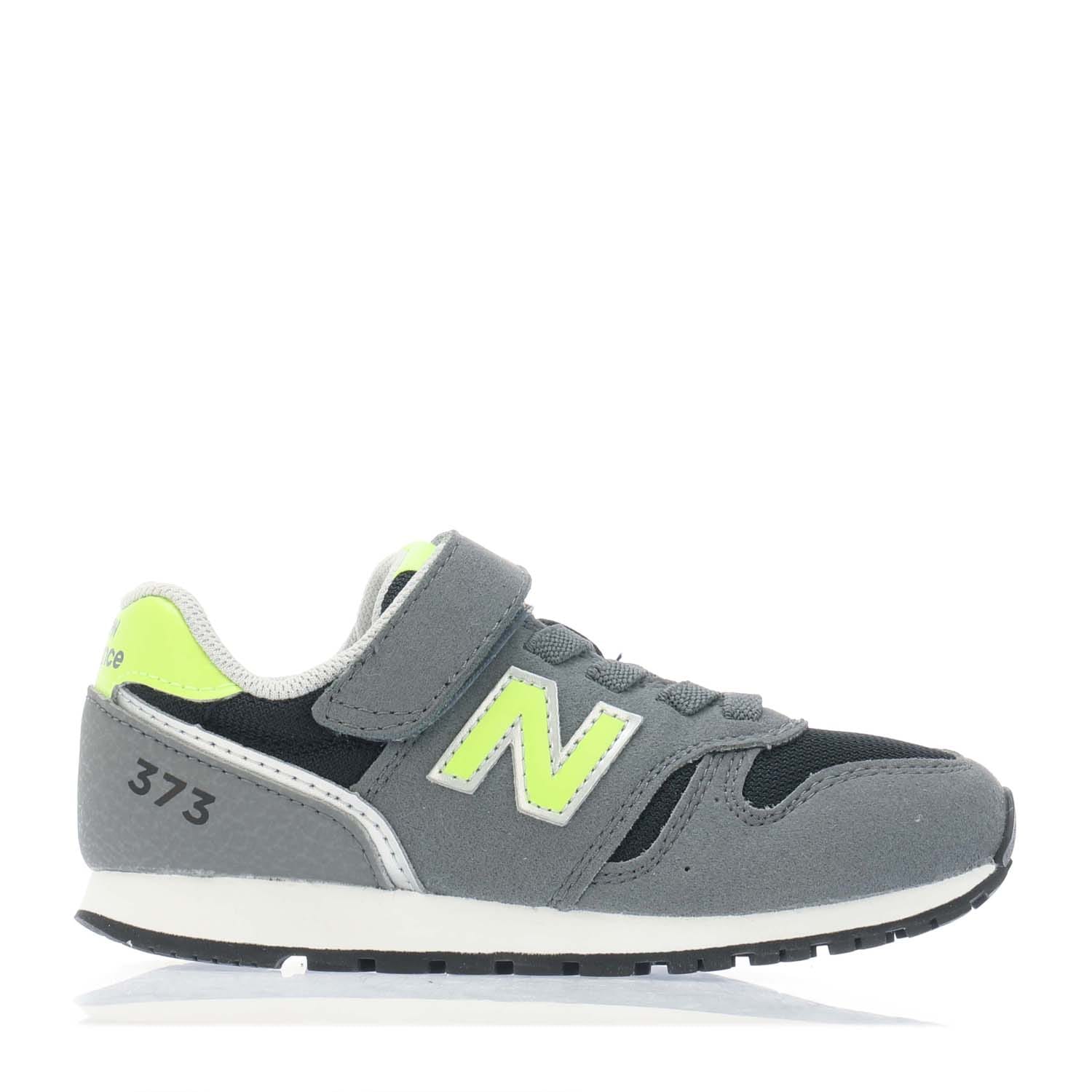 Grey New Balance Boys 373 Bungee Lace with Top Strap Trainers Get The Label