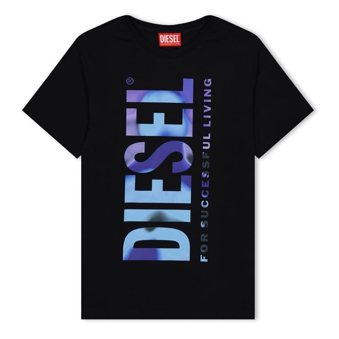 Vertical Text Graphic Crew Neck T-Shirt