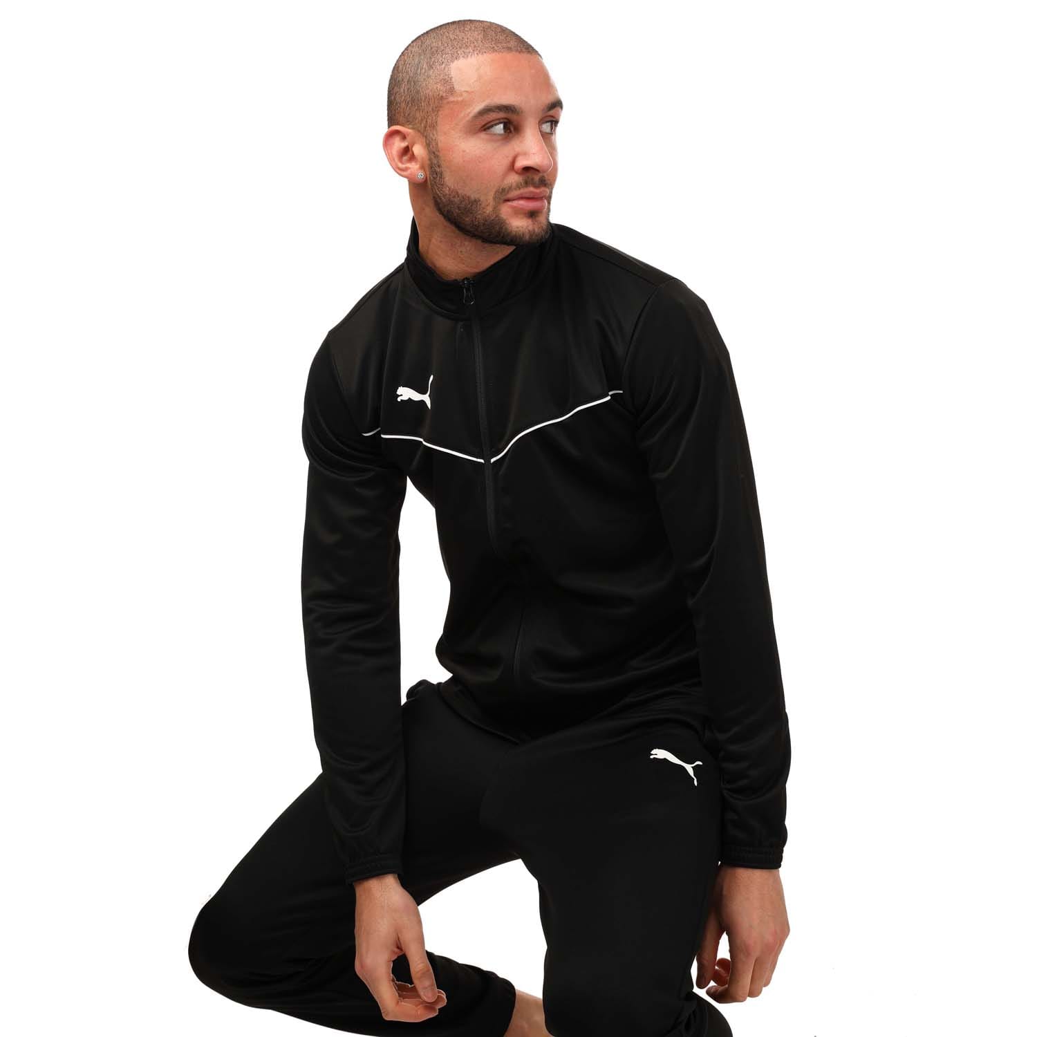 Puma Mens Team Rise Training Poly Jacket in Black White