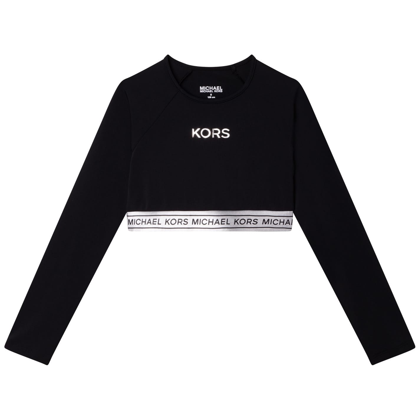 Black Michael Kors Long Sleeve Crop T Shirt Get The Label