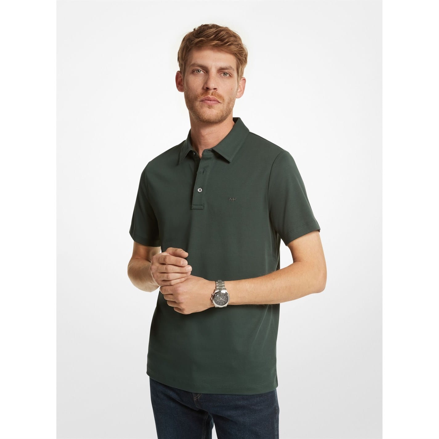 Green Michael Kors Sleeve Sleek Polo Shirt Get The Label