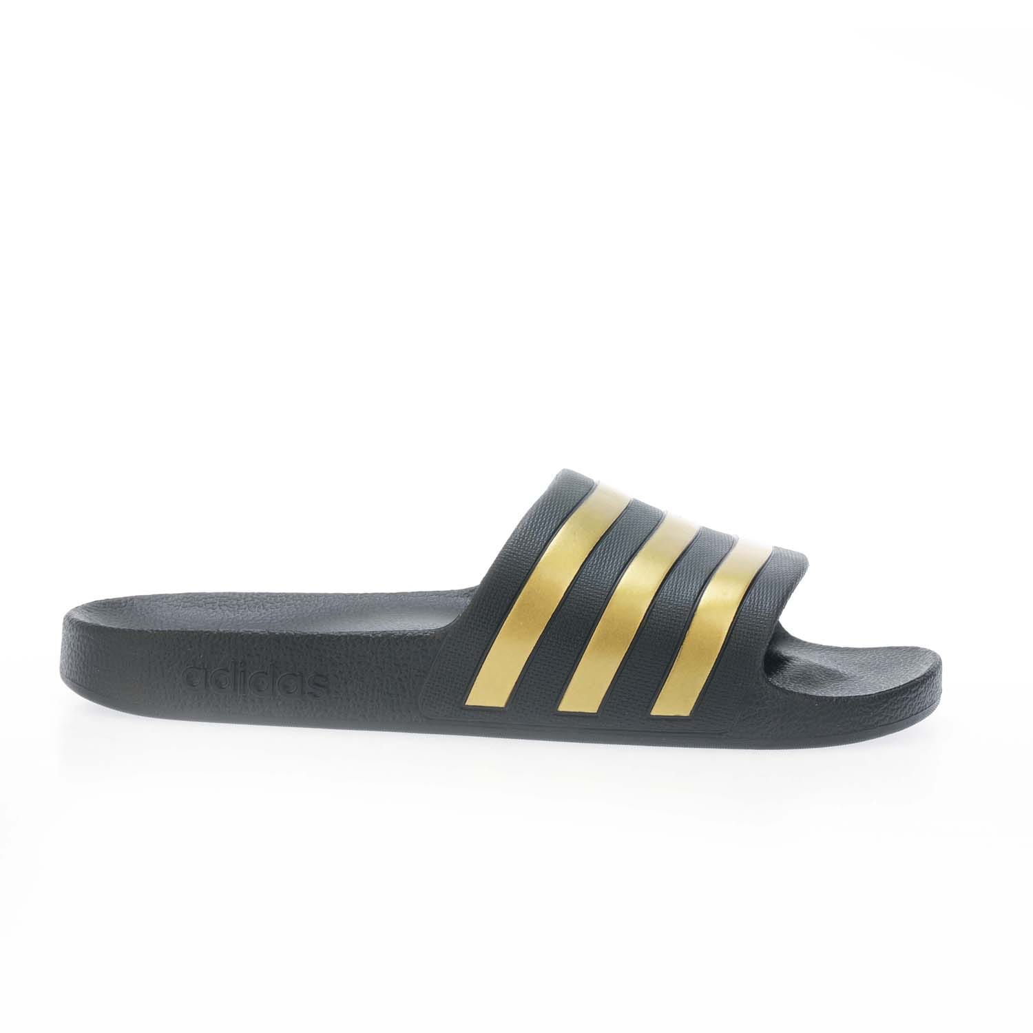 Black Gold adidas Mens Adilette Aqua Slide Sandals Get The Label