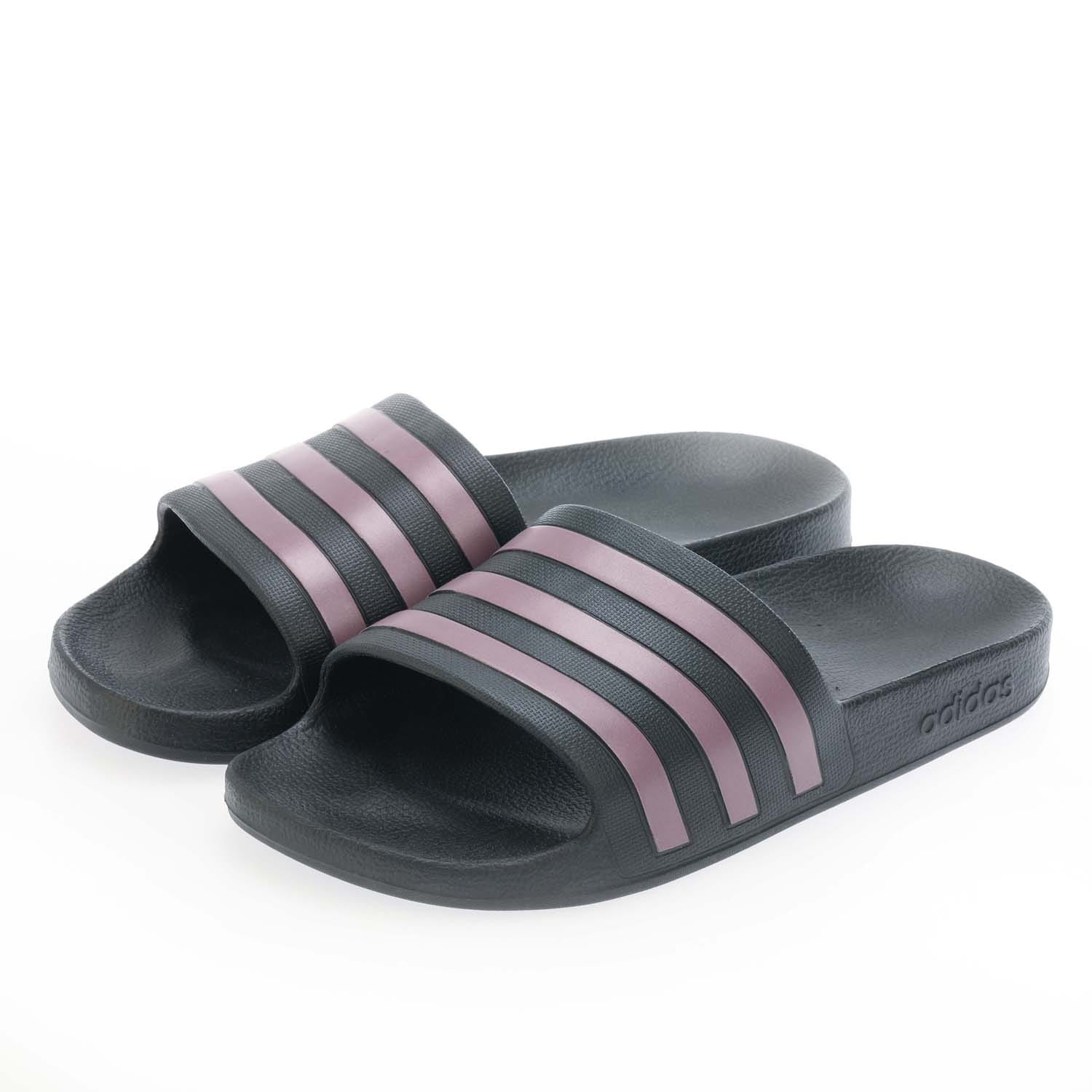 Black purple adidas Womens Adilette Aqua Slide Sandals Get The Label