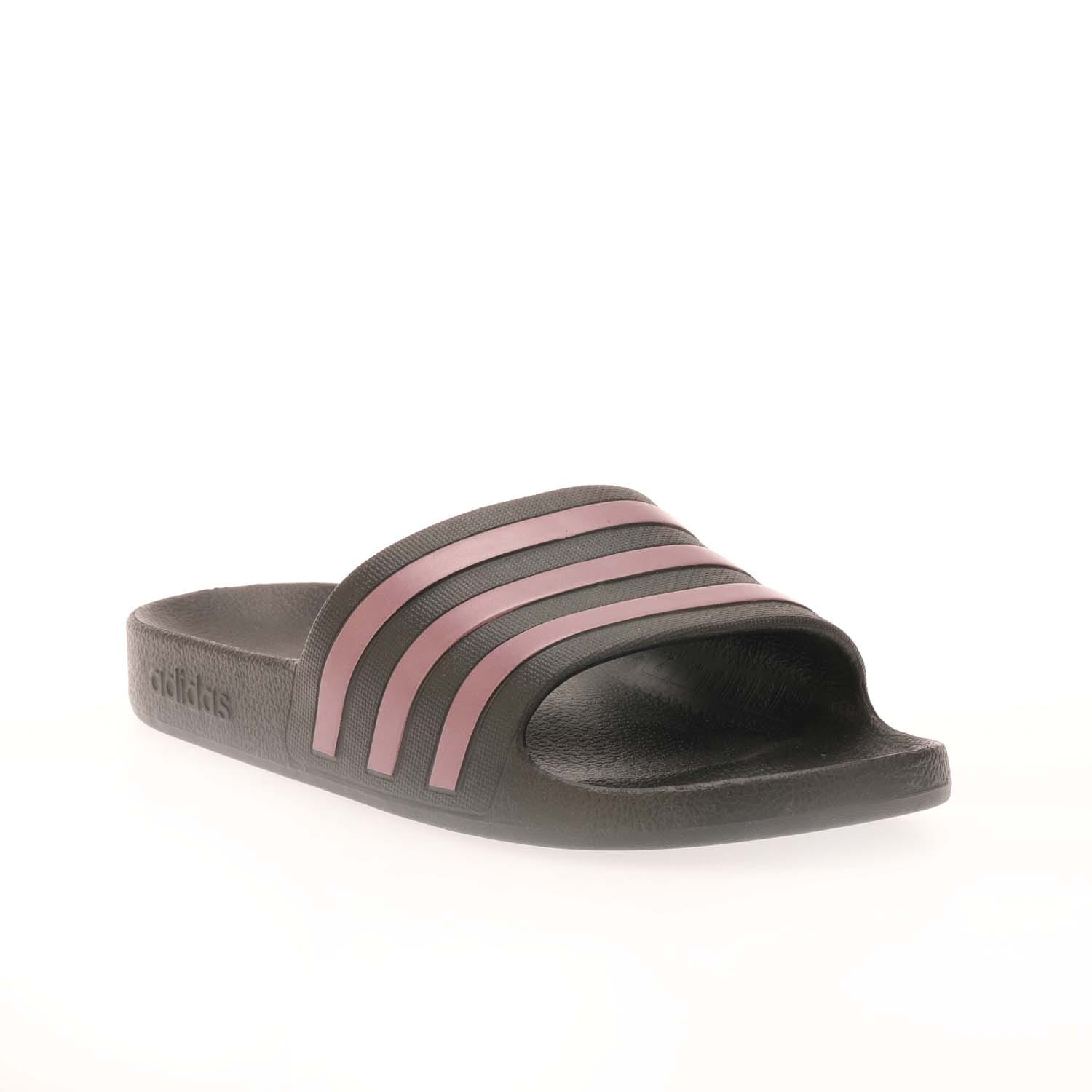 Black purple adidas Womens Adilette Aqua Slide Sandals Get The Label