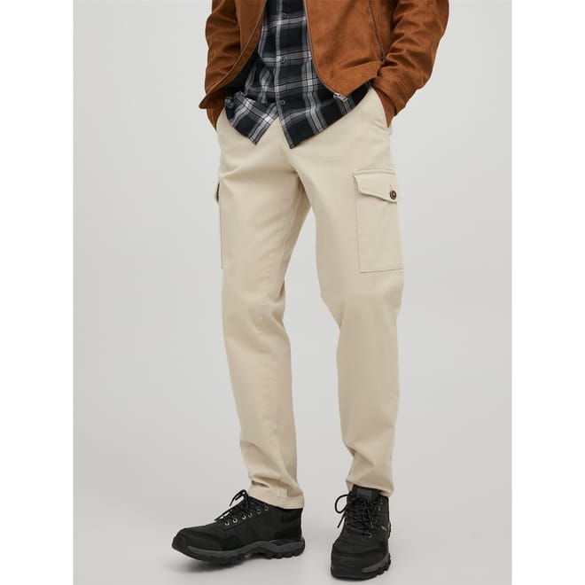 Cream Jack and Jones Bowie Regular Fit Cargo Pants - Get The Label