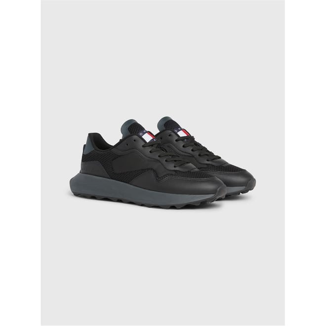 Mixed Texture Leather Running Trainers