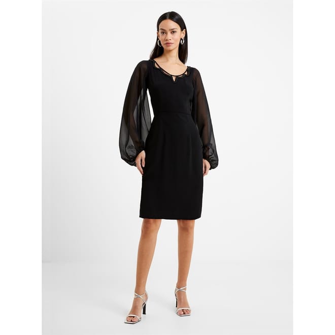 Crepe V-Neck Mini A-Line Dress