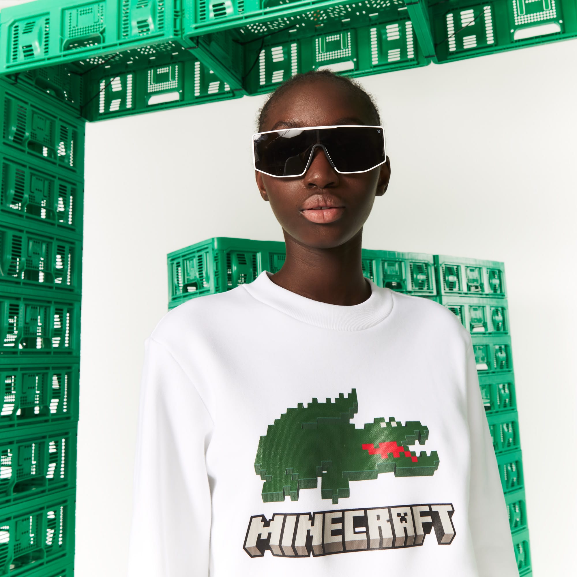 2024 Men’s Lacoste X Minecraft Logo Long Sleeve T-Shirt