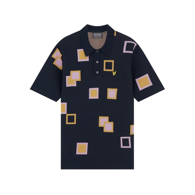 Square Knit Regular Fit Polo Shirt