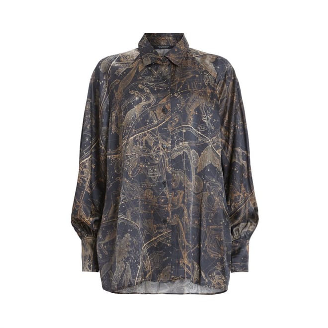 Collared Neck Long Sleeve Relaxed Fit Shirt