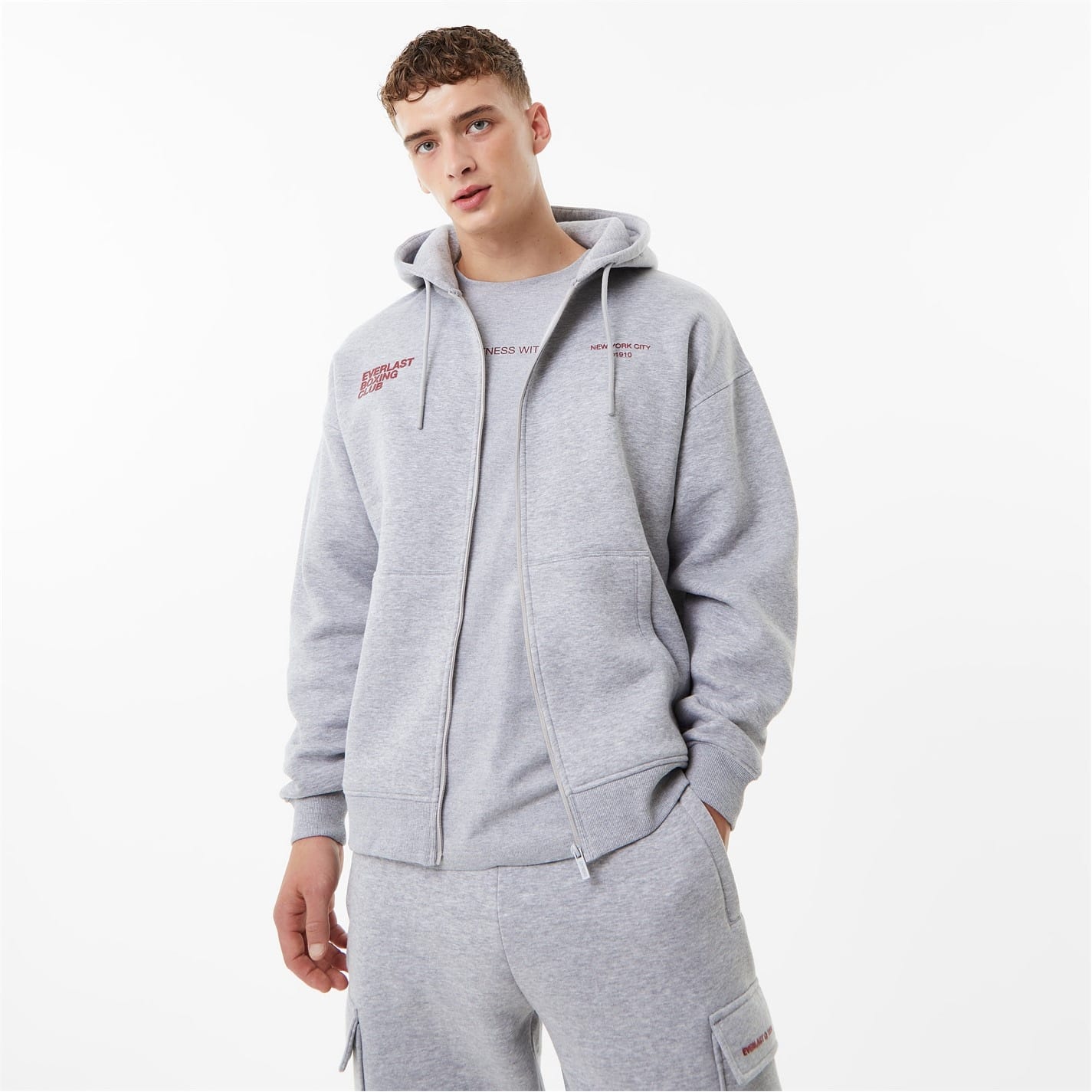 Grey Everlast Mens Boxing Club Zip Hoodie Get The Label