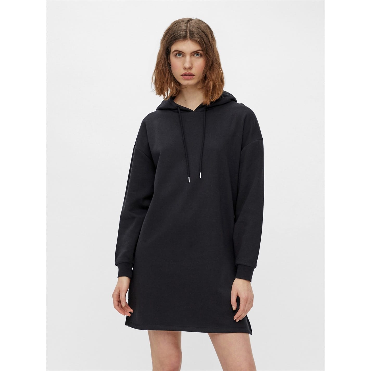 Pieces Ls Hooded Mini Sweatshirt Dress in Black