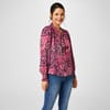 Tie Neck Long Sleeve Hip Length Blouse