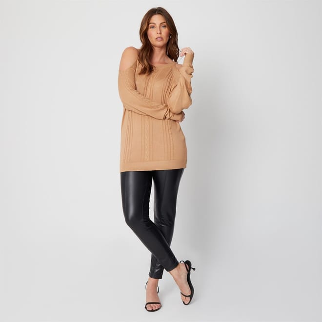 Cold Shoulder Fine Knit Jumper