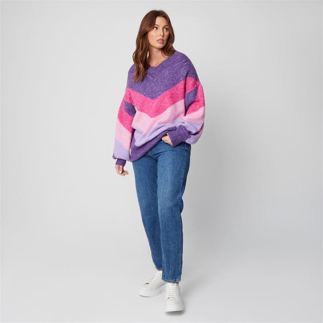 Baggy Fit Long Sleeve V Neck Sweater