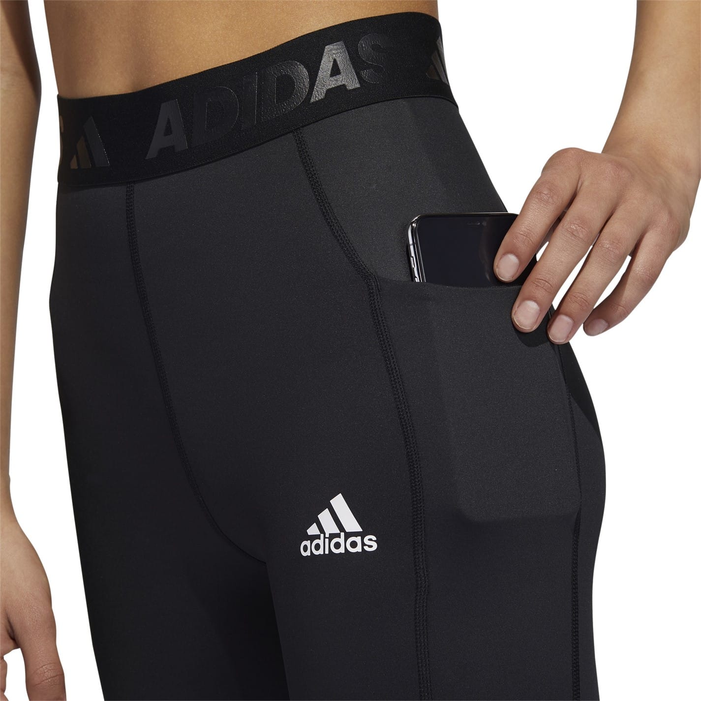 Black adidas Womens Alphaskin 3 Stripes Leggings Get The Label