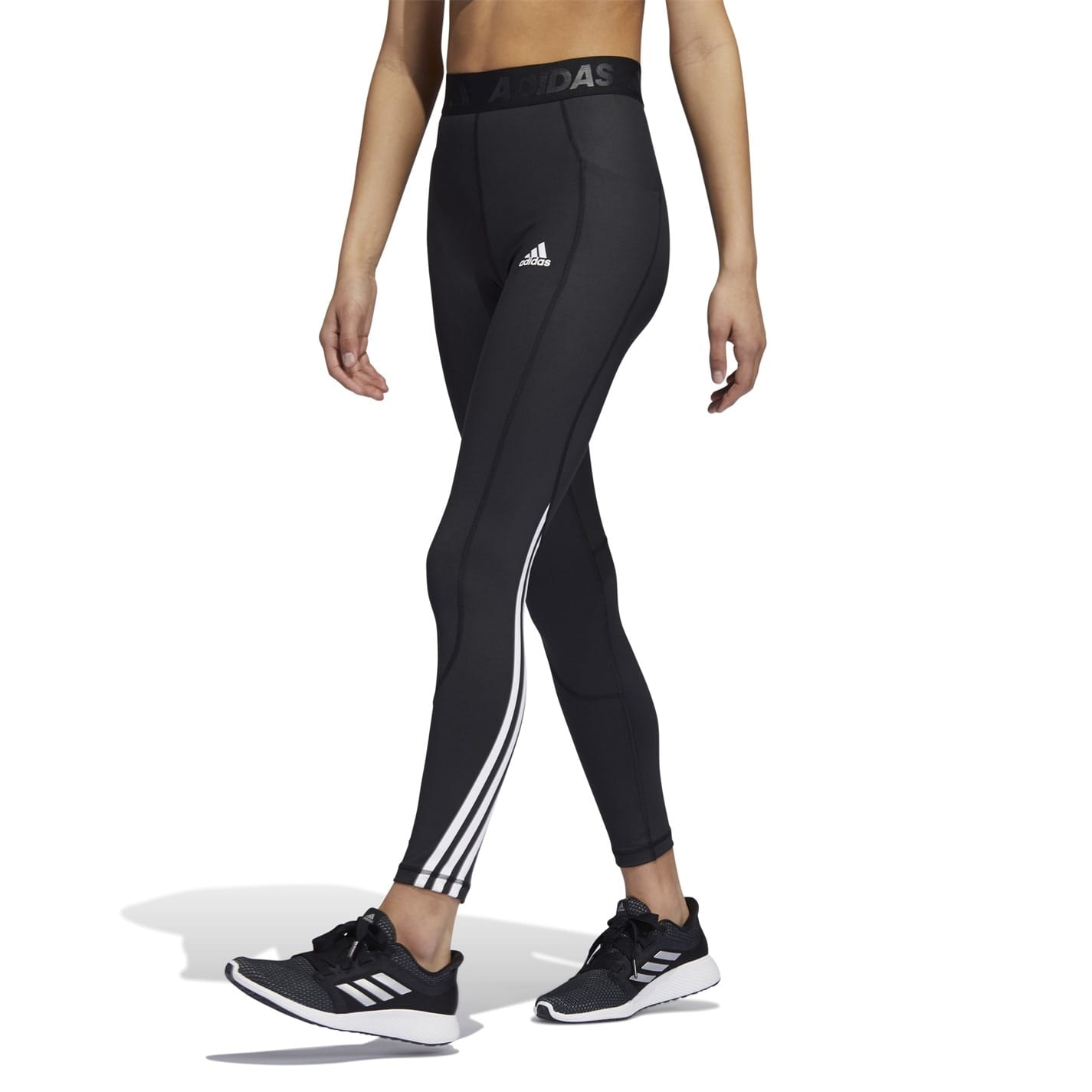 Black adidas Womens Alphaskin 3 Stripes Leggings Get The Label