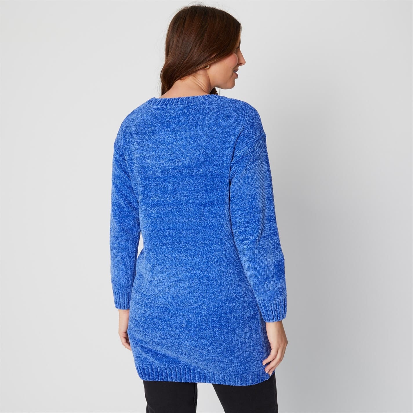 Be You Chenille Longline Cable Knit Jumper in Blue