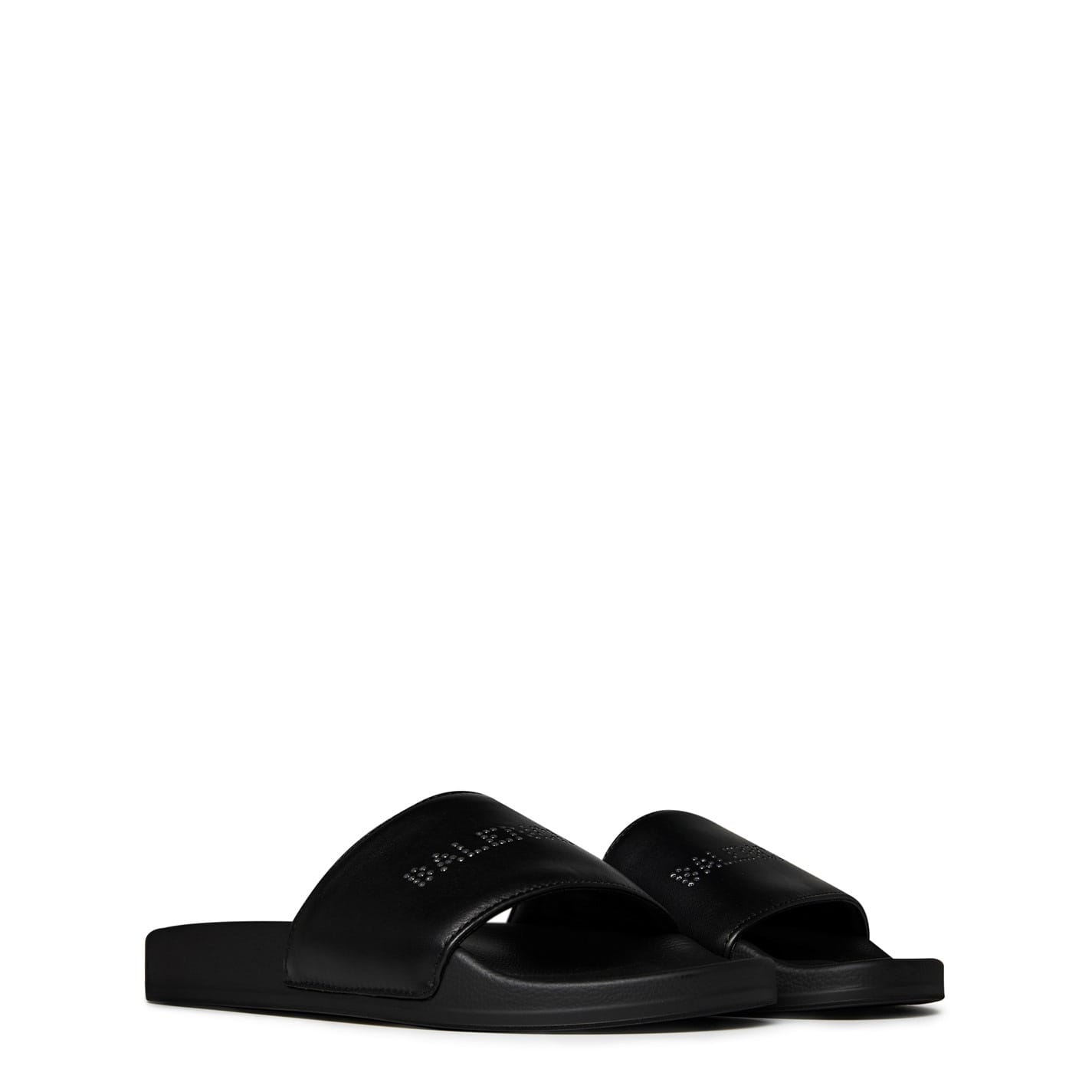 Black Balenciaga Strass Pool Slide Sandals Get The Label