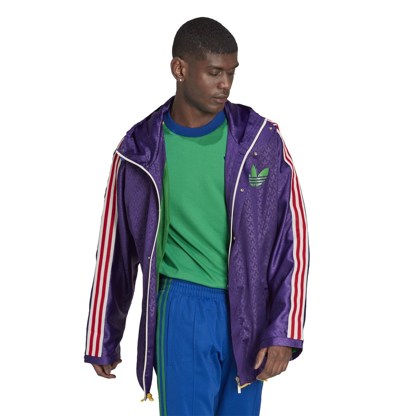 Purple adidas Originals Hooded Relaxed Fit Windbreaker Jacket Get The Label