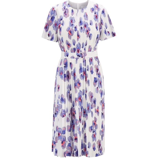 Diplissee Crew Neck Midi A-Line Dress