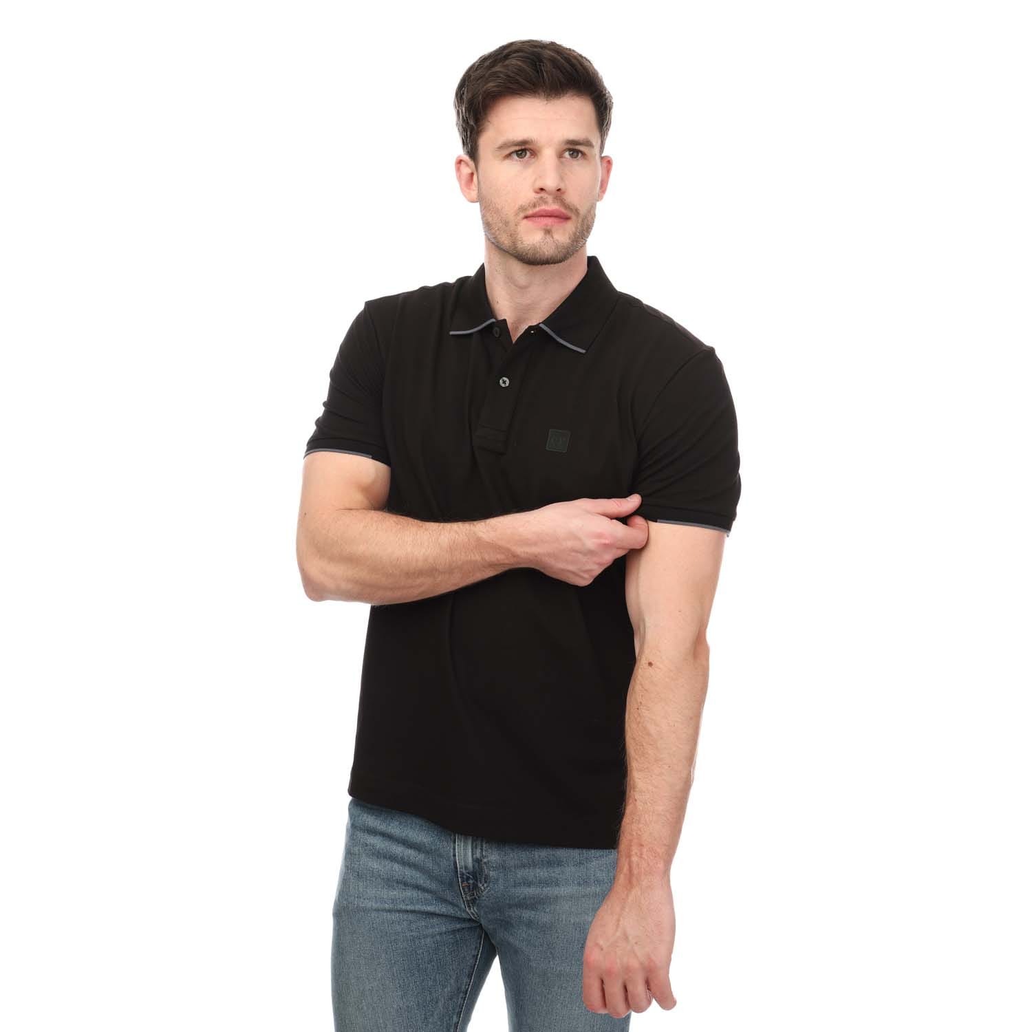 Black C.P. Company Mens Short Sleeve Polo Shirt - Get The Label