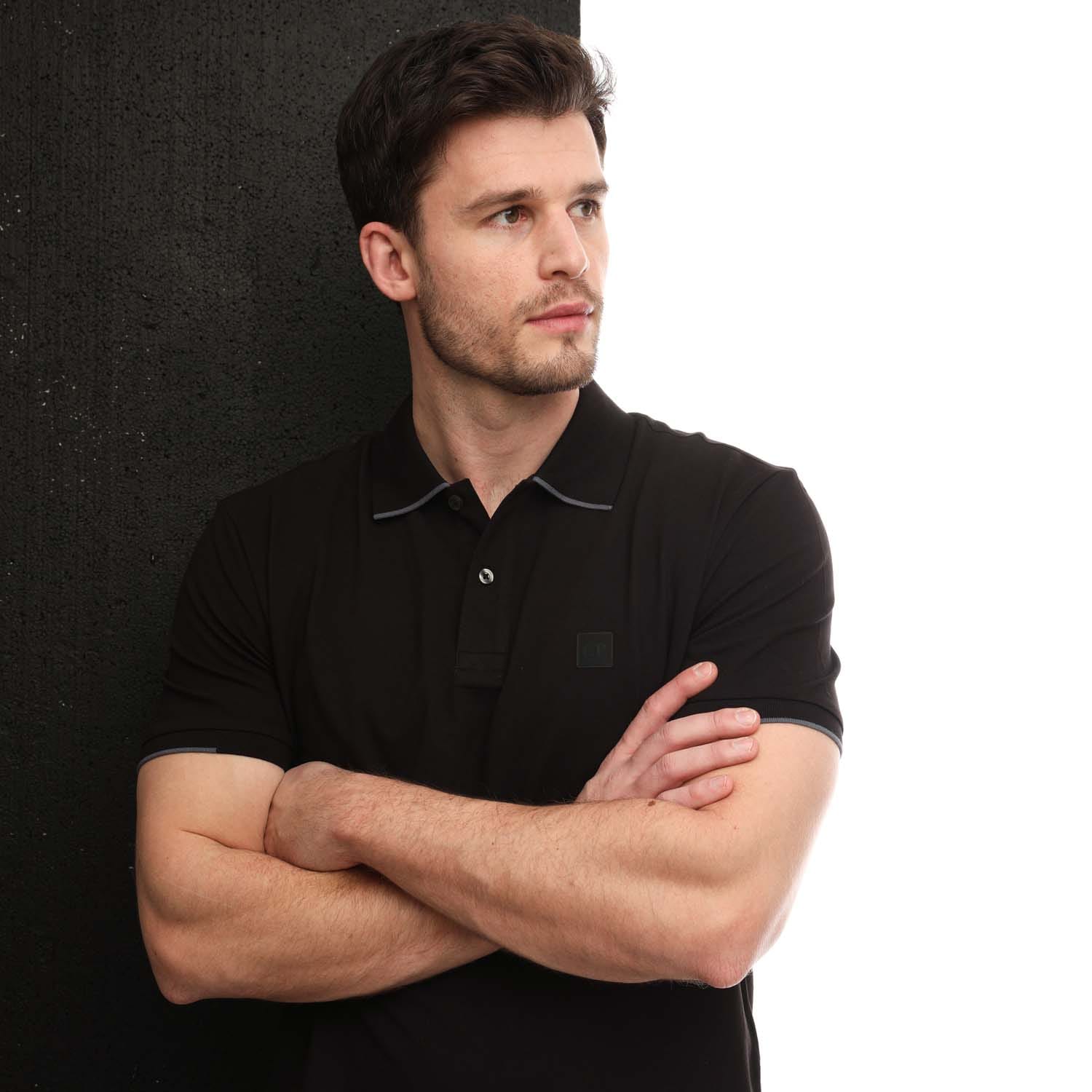 Black C.P. Company Mens Short Sleeve Polo Shirt - Get The Label