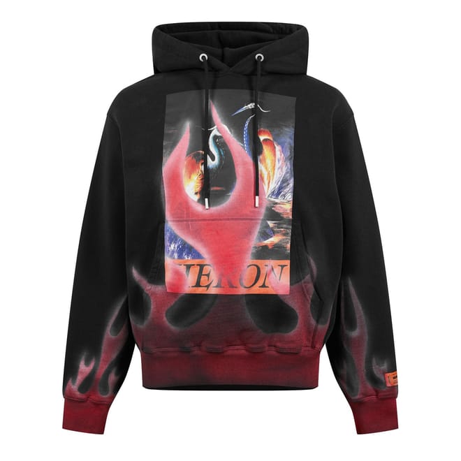 Flame Print Cotton Hoodie