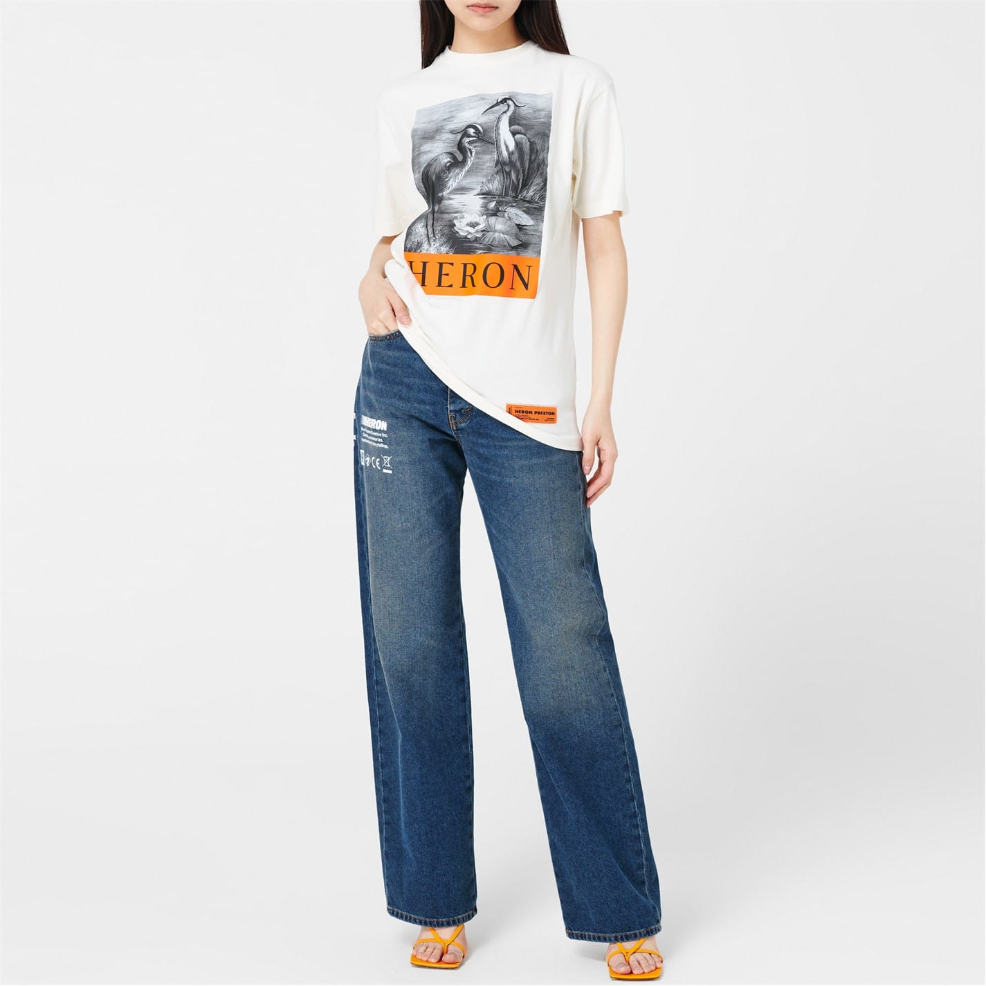 HERON PRESTON Logo Print AF Oversized T-Shirt 'Black