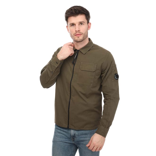 Mens Gabardine Zipped Shirt