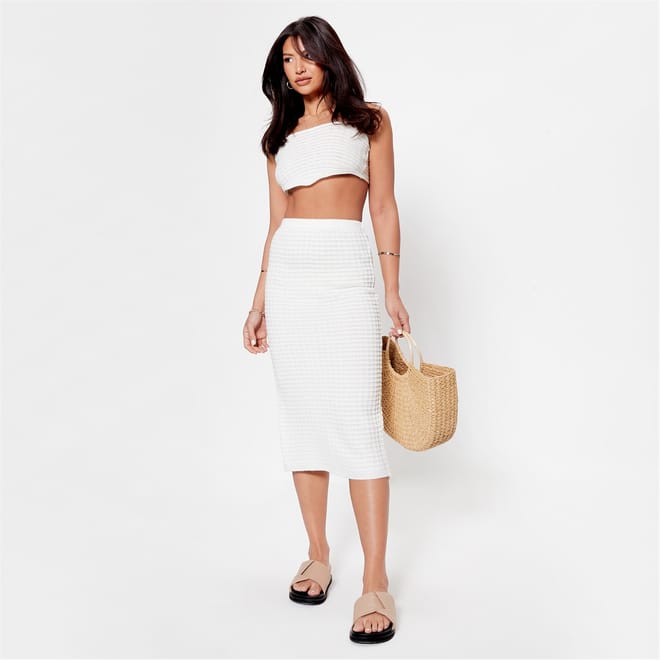 Back Split Knitted Midi Skirt Co Ord