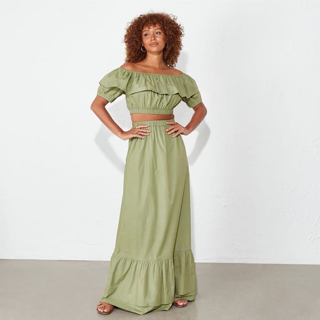 Frill Hem Maxi Skirt Co Ord