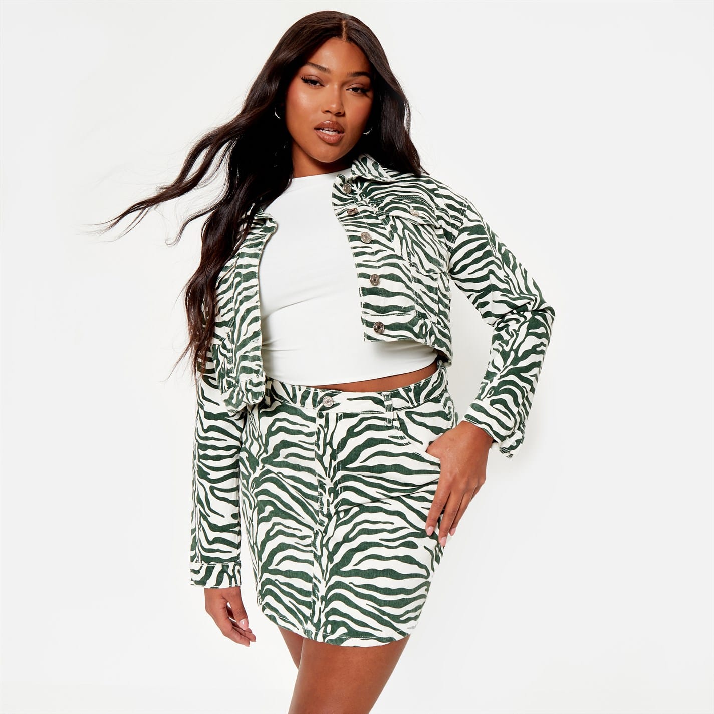 Missguided zebra print denim skirt best sale