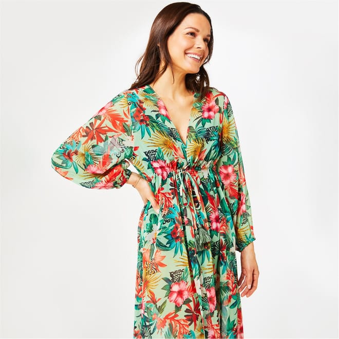 Bell Sleeve V-Neck Maxi Kaftan